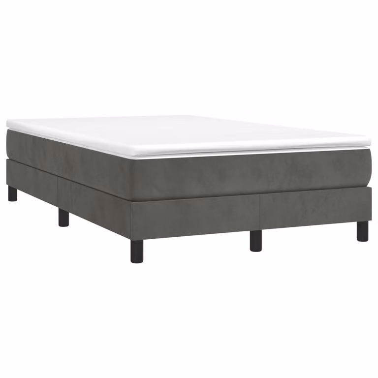 Giroletto a Molle con Materasso Grigio Scuro 120x190 cm Velluto