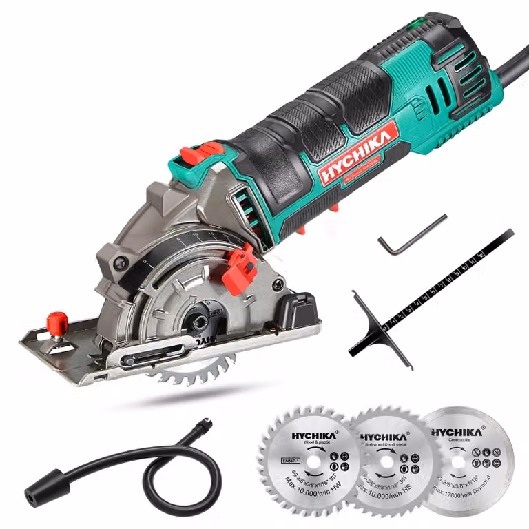 HYCHIKA Sega circolare portatile Mini scala righello Motore in rame 4500 giri/min Legno Metallo morbido Piastrelle Plastica Tagli precisi