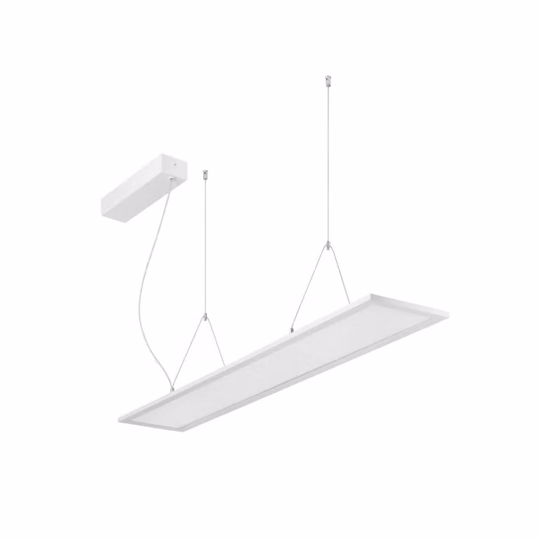BRUMBERG Lampada a sospensione LED Adara 119,5 cm, DALI, 2CCT, microprisma Adara, dimmerabile, Bianco / Opale, Studio / Ufficio, Alluminio, Lampada a sospensione