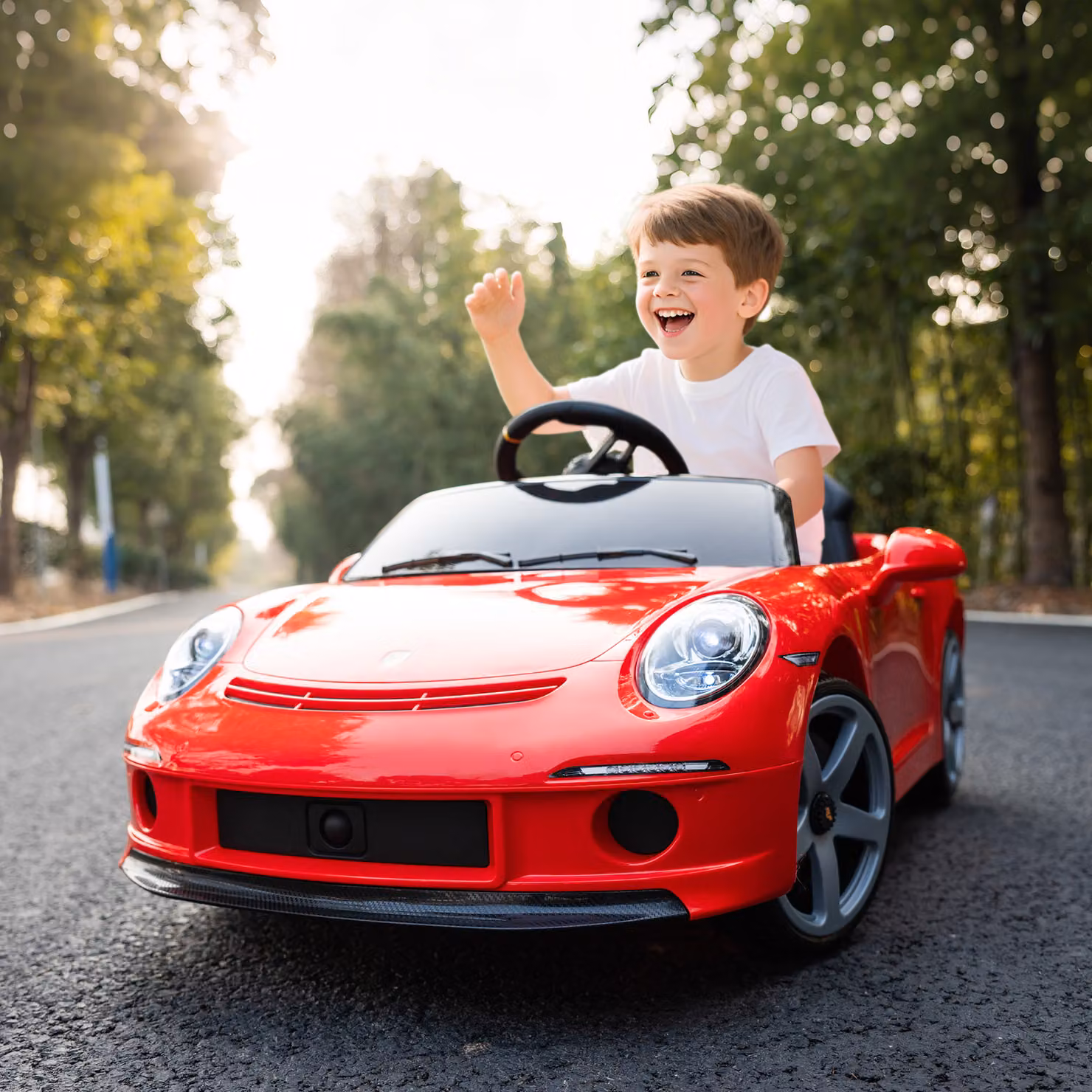 AIYAPLAY Macchina Elettrica per Bambini RUF GT con Telecomando, Musica e Cintura di Sicurezza, Rosso – 2