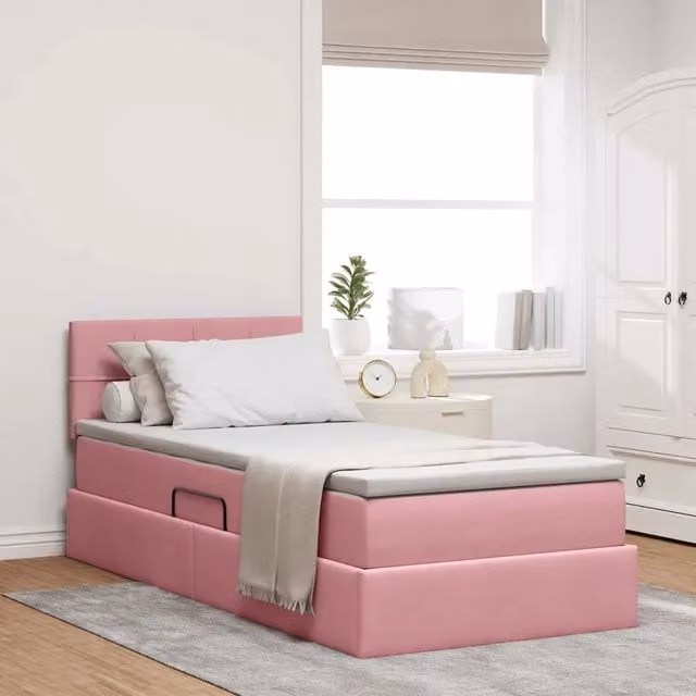 Letto con Contenitore e Testiera in Velluto Rosa vidaXL L/P/H: 190 x 90 x 88 cm – 1