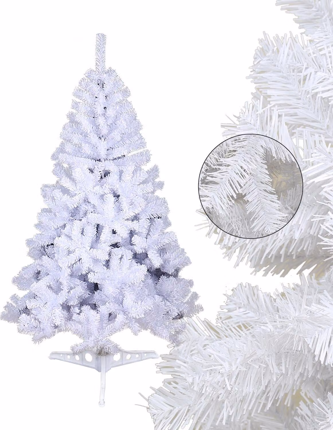 Jayseuw 120cm albero di Natale artificiale con 220 punte in PVC, albero di Natale con supporto, albero di Natale artificiale bianco