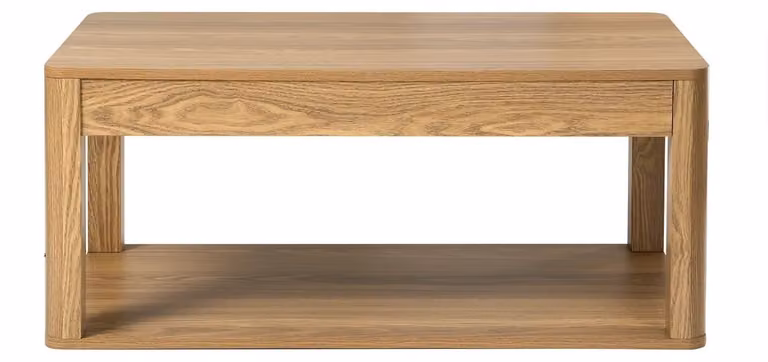 Calicosy - Tavolino da salotto con 2 piani rettangolari effetto legno L 90 cm - CÉLIA