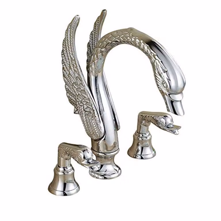 Rubinetto per lavabo KRAN swan retro GOLD ERNA argento cromo