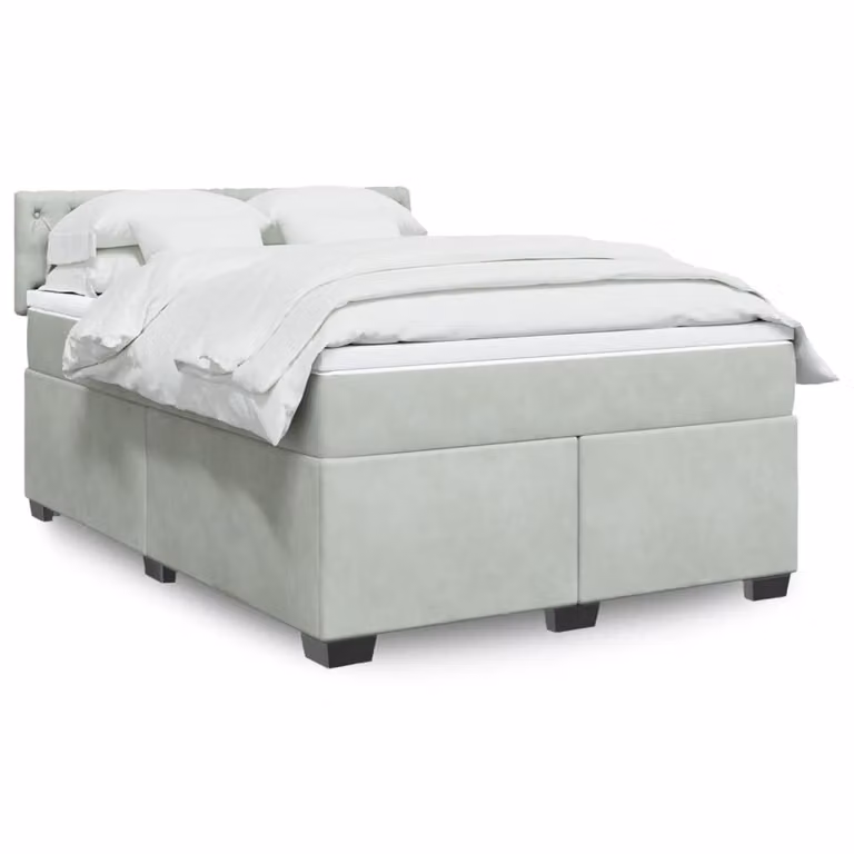 vidaXL Giroletto a Molle con Materasso in Velluto Grigio Chiaro L: 140 cm, P: 200 cm