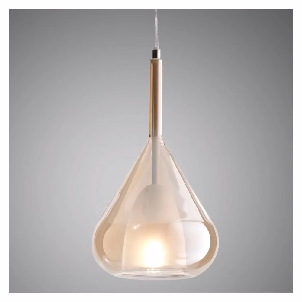Lampadario a sospensione Lila Fabas Luce in metallo e vetro ambra e trasparente con luce LED warm white e altezza regolabile – 2