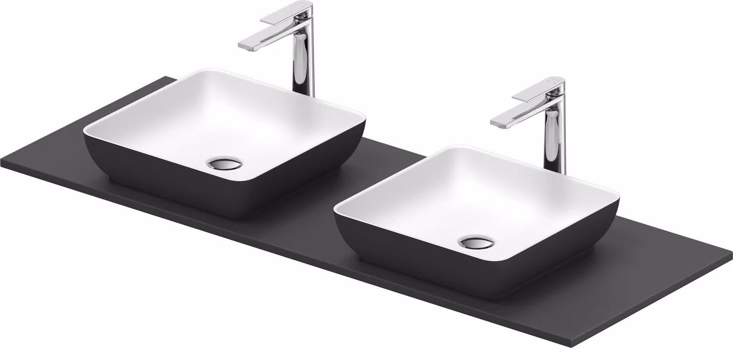Duravit Sivida double lavabo Set carré incl. console 1350x500x123mm, 268021FI00, 268021FI00