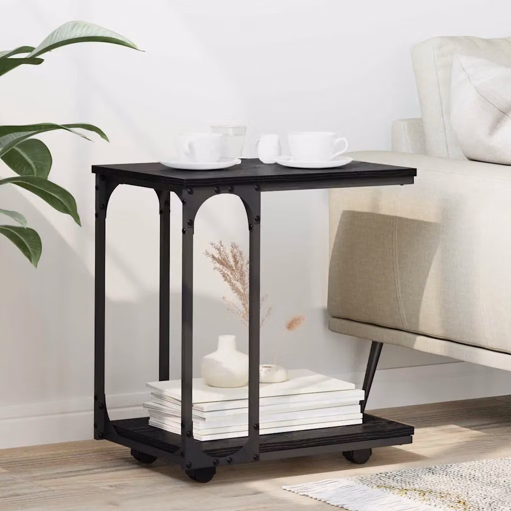 vidaXL Tavolo laterale rettangolare in stile rustico nero L 50 cm, P 35 cm, H 55.5 cm