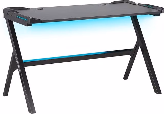 Scrivania da gioco con gambe in metallo MDF Nero rettangolare 120 x 60 cm con luci RGB Mobili per ufficio a casa dal design moderno