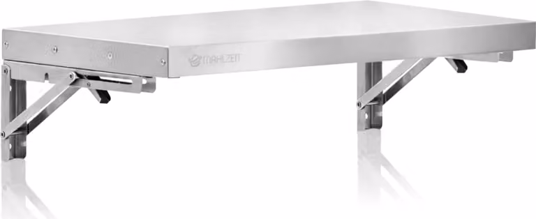 Mahlzeit Scaffale da parete in acciaio inox, 60 x 30 cm, scaffale da cucina, pieghevole, argento, scaffale in acciaio inox, montaggio a parete