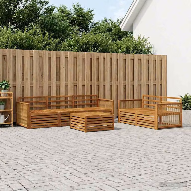 Set di divani da esterno vidaXL in legno di acacia massello, 6 pezzi, colore marrone naturale
