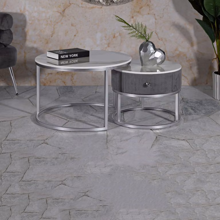 Daza - Tavolino da Salotto, 70x70x45h cm Grigio, un Cassetto