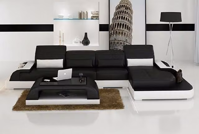 Wohnlandschaft Polster Ecke Eck Sofa mit USB Garnitur Landschaft Leder Wetzlar