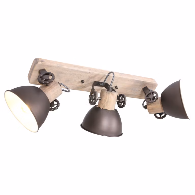 Faretto - antracite - Gearwood - legno metallo - faretto a superficie - E27 - 2133A - Mexlite