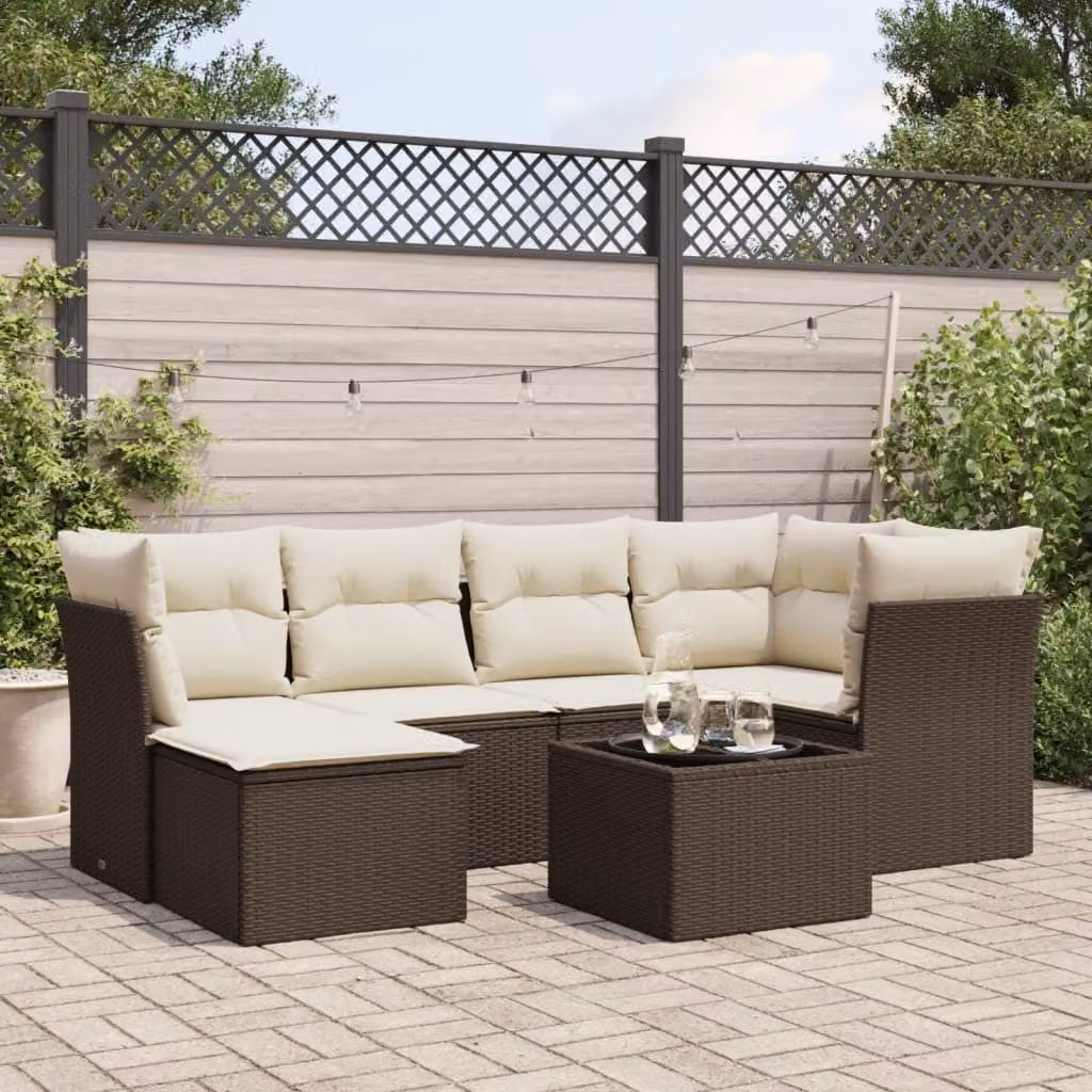 Maison Exclusive - Set da giardino 7 pezzi con cuscini Marrone Poly Rattan