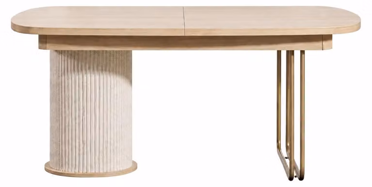 Tavolo da pranzo alla moda con funzione di allungamento e elegante base a colonna