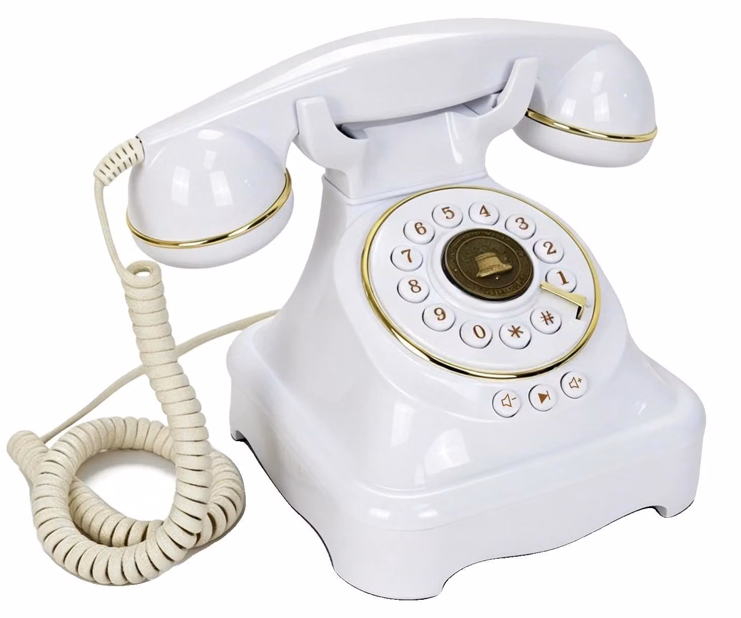 Telefono, registrazione audio, design vintage, bianco