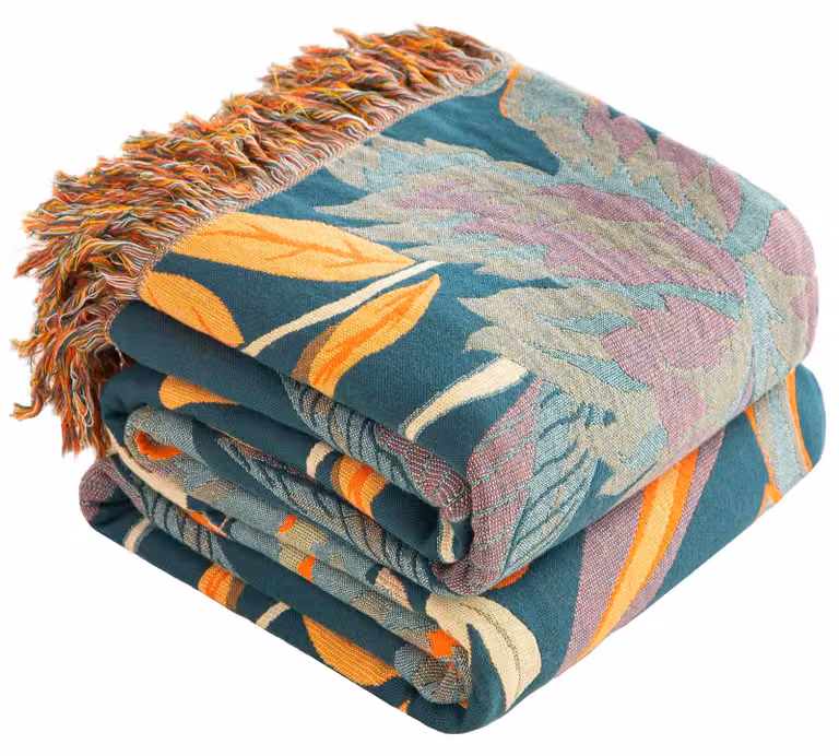 Coperta in cotone con frange, stile bohémien, 200 x 230 cm
