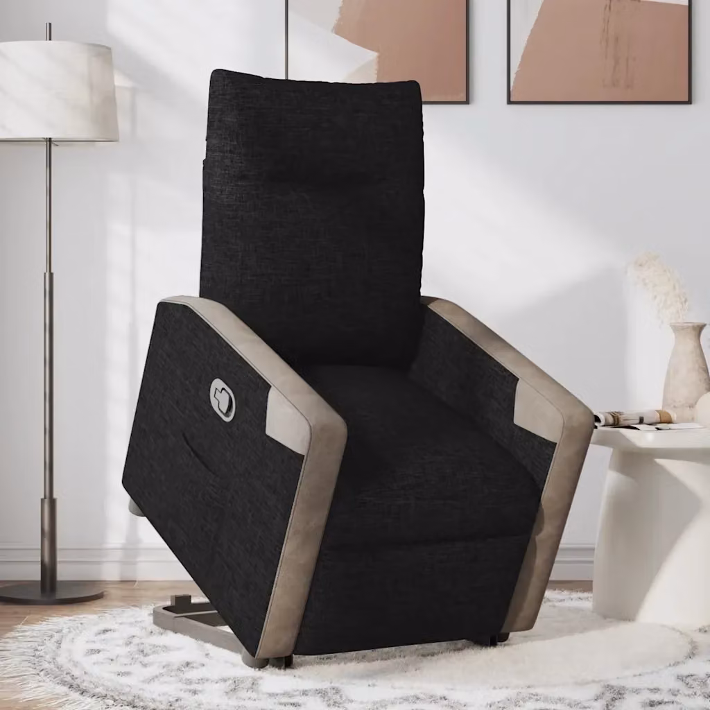 Poltrona Alzapersona Reclinabile vidaXL con Assistenza Elettrica in Tessuto Grigio o Nero per Anziani – 2