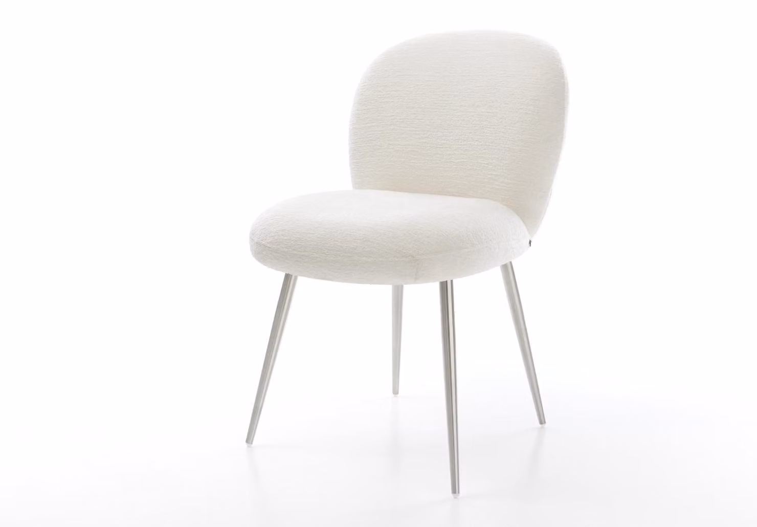 DELIFE Sedia da pranzo Nube-Flex Bouclé Soft Beige Anima a 4 piedi conica con molle tascabili in acciaio inox