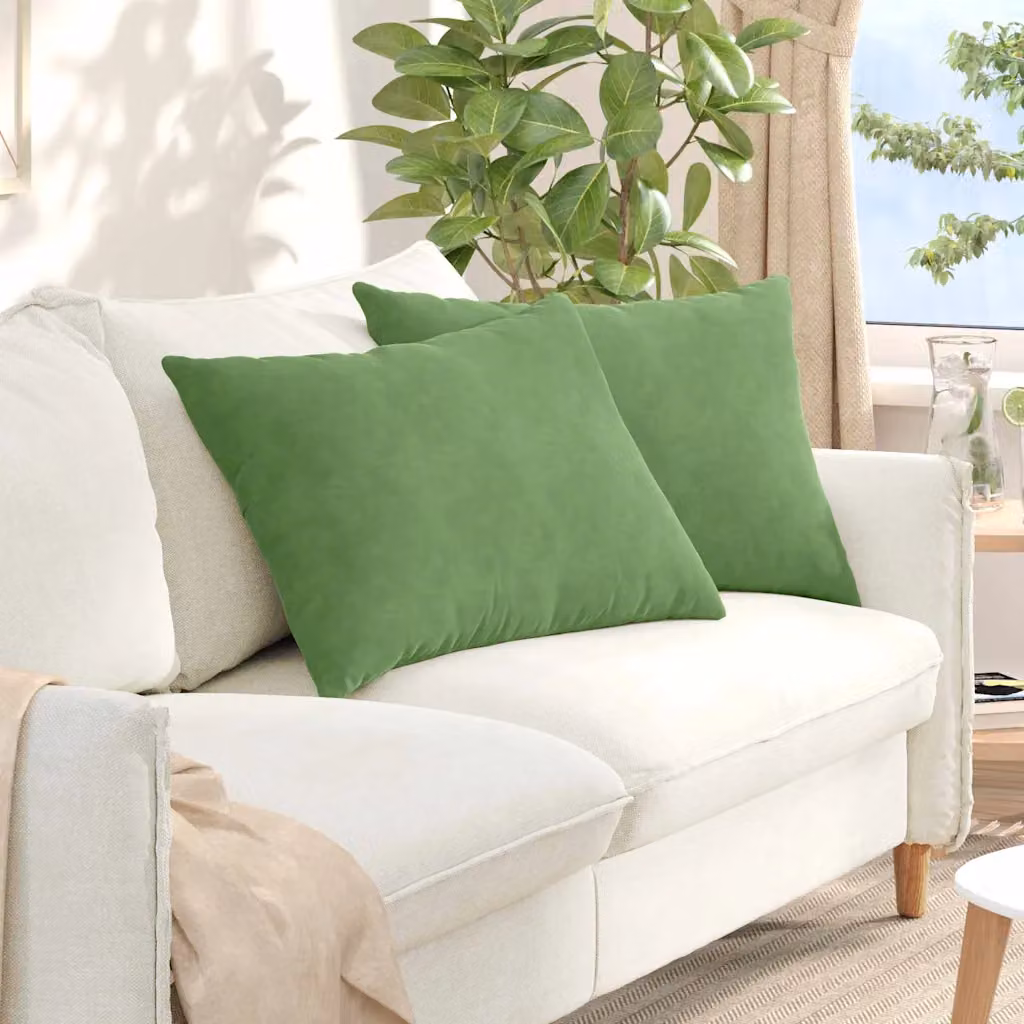 Set di 2 cuscini da divano vidaXL in velluto a coste verde chiaro, L 70 cm x P 50 cm