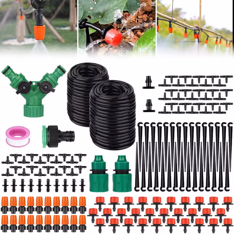 KIT di irrigazione BARAKYEG, 149 pezzi, sistema di irrigazione a goccia micro per giardino, 30 metri, sistema di irrigazione automatica, tubo per irrigazione a goccia, sistema di irrigazione fai-da-te per giardino, ideale per aiuole, terrazze e piante