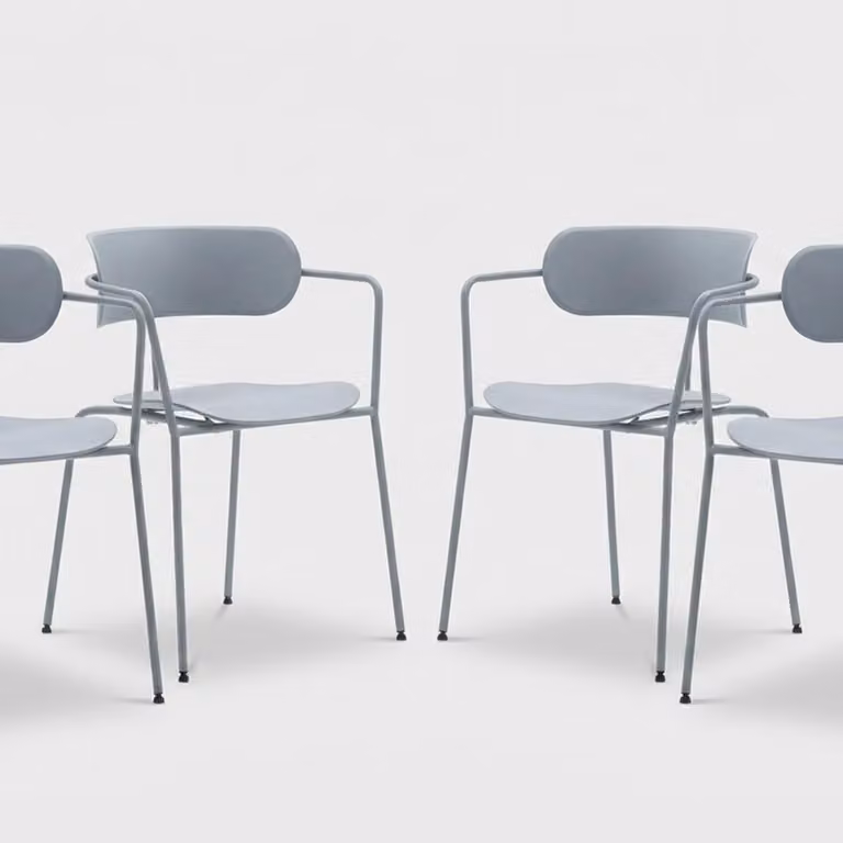 Set di 4 sedie in metallo e polipropilene dal design moderno Asmar - Azzurro