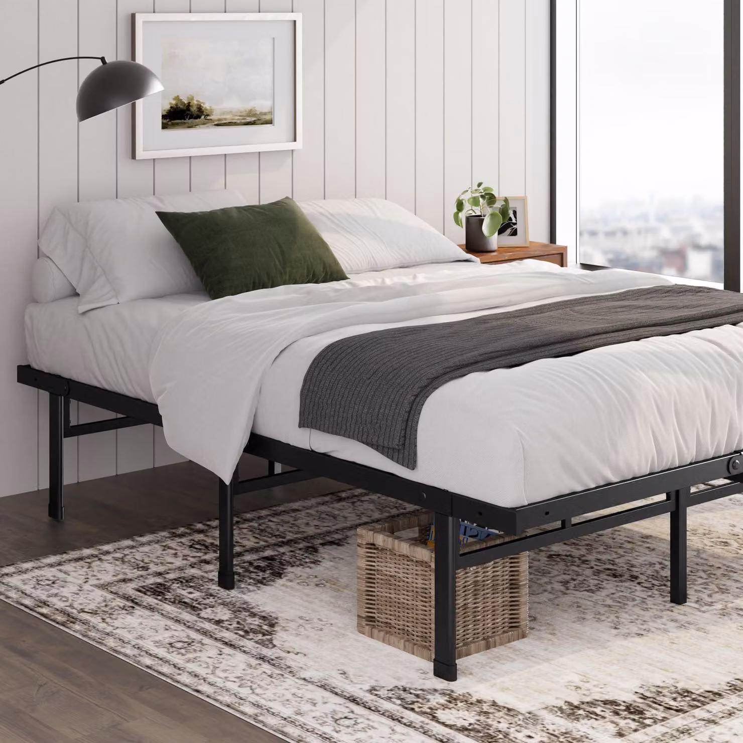 Letto a letto singolo 90x190 cm, altezza 36 cm, con spazio contenitore, colore nero