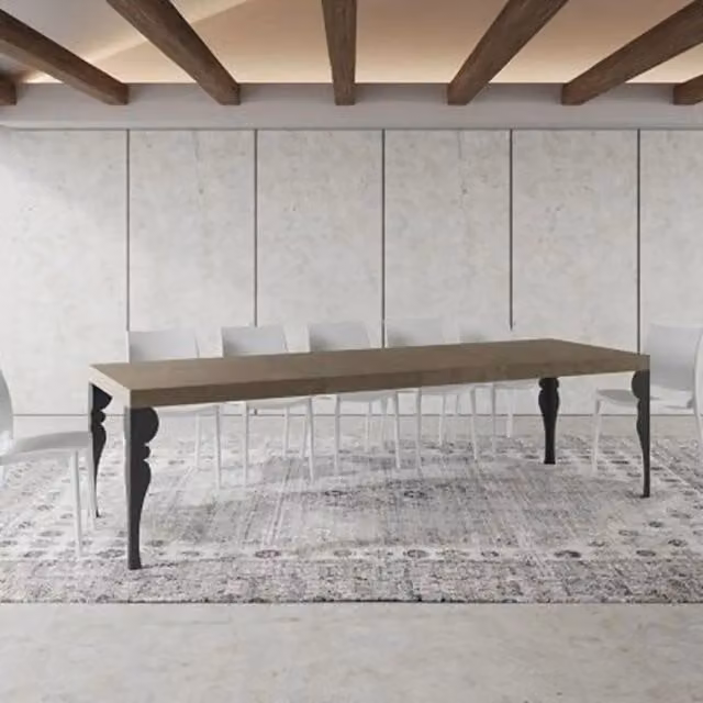 Tavolo rettangolare allungabile Itamoby moderno in MDF laminato, colori grigio antracite e beige, L: 180-284 cm, P: 90 cm