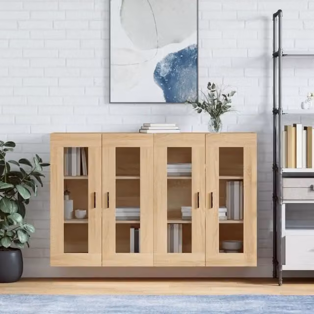 Armadietti a Parete 2 pz Rovere Sonoma in Legno Multistrato 3197956