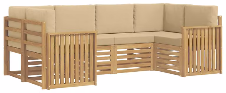 Set di divani da esterno, 6 pezzi, colore beige, dimensioni 245 x 128,5 x 73 cm