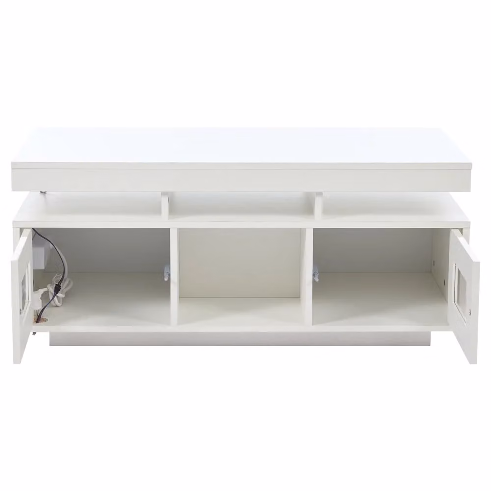 Tavolino da caffè Minimal con LED e cassetto, bianco lucido, L: 100 cm, P: 50 cm, H: 43 cm – 2