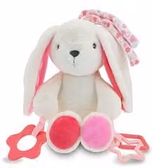 Peluche Coniglietto Morbidoso con sonaglio (26cm) GOGO ELITE Bianco e Rosa 39619