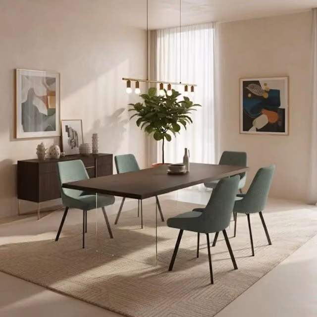 Tavolo da pranzo fisso Forest Duzzle in legno impiallacciato rovere termocotto marrone L: 160 cm, P: 90 cm – 1