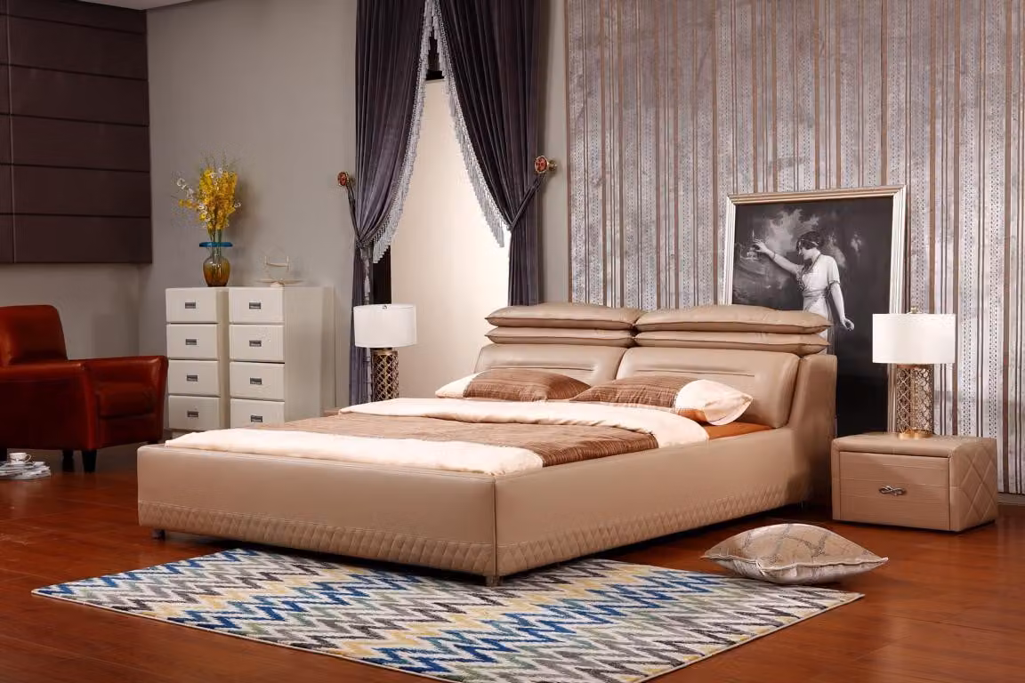 Modernes Design Bett XXL Luxus Hotel Betten Stil Doppel Leder 140 160 180x200cm