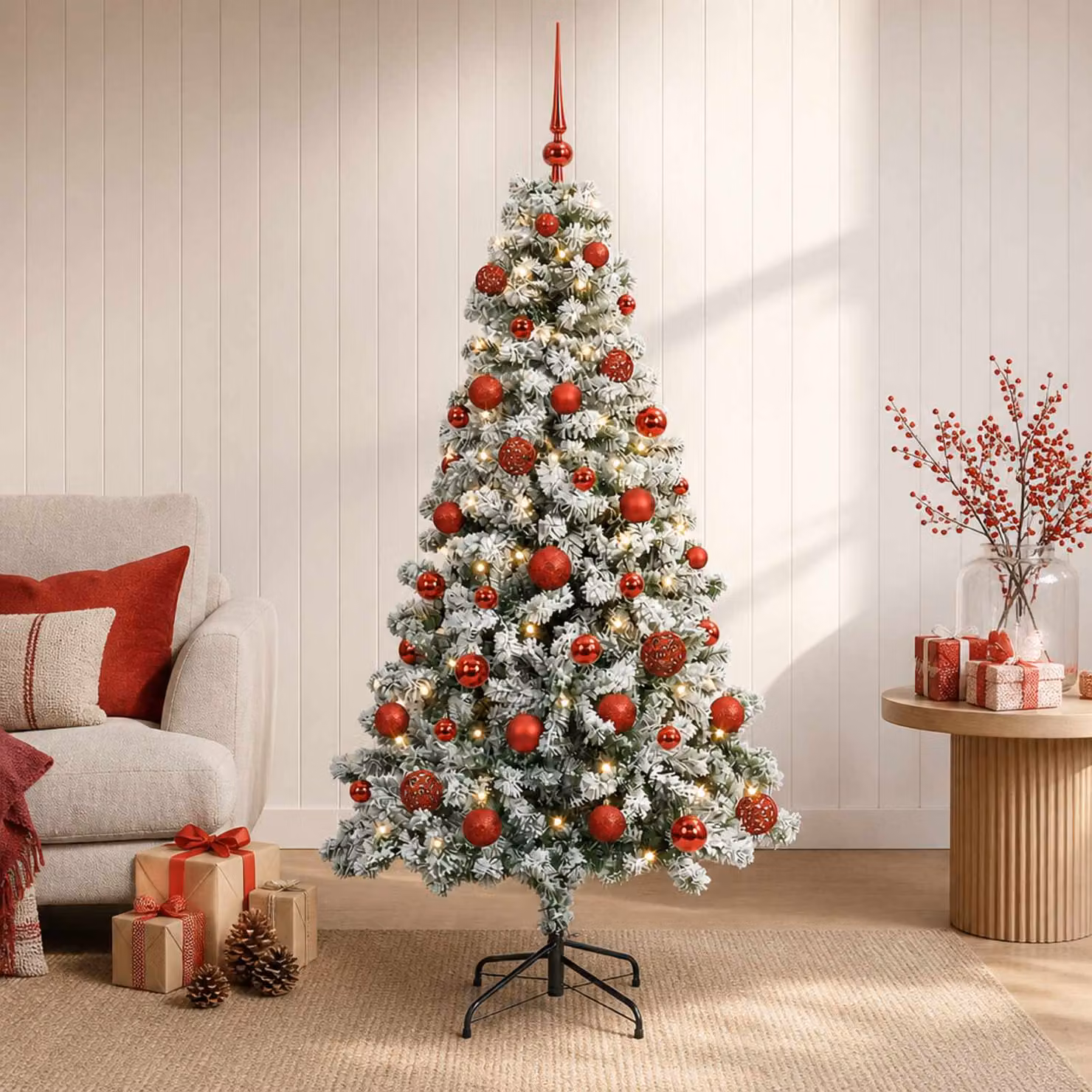 vidaXL Albero di Natale Artificiale con Palline 120 cm 150 LED