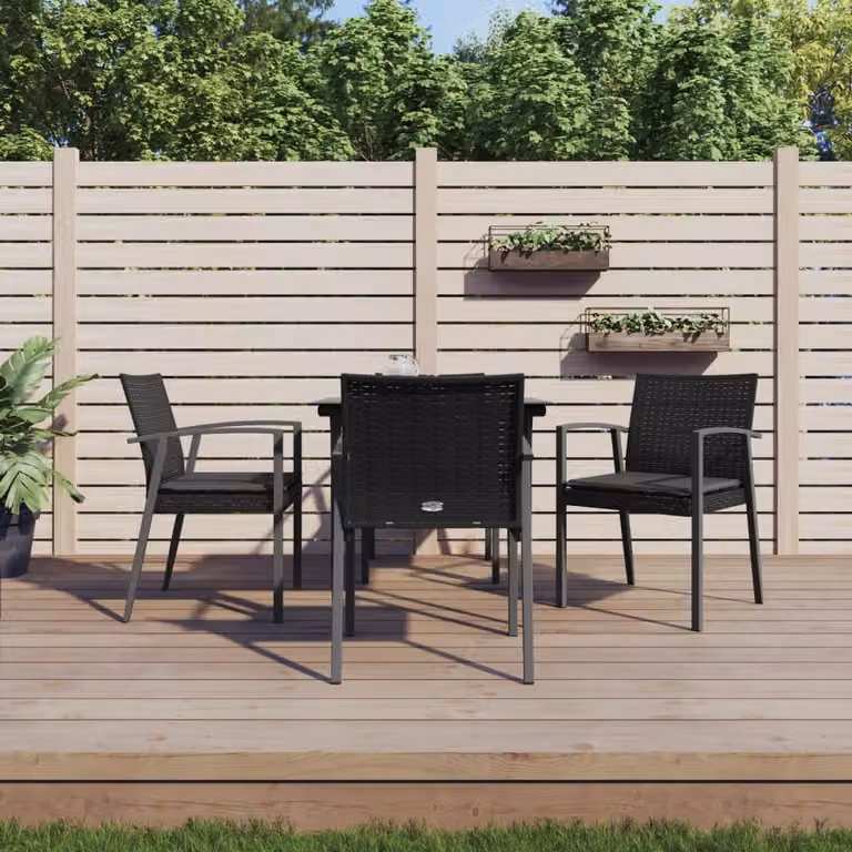 The Living Store Set da pranzo da giardino 5 pezzi con cuscini in poly rattan e acciaio