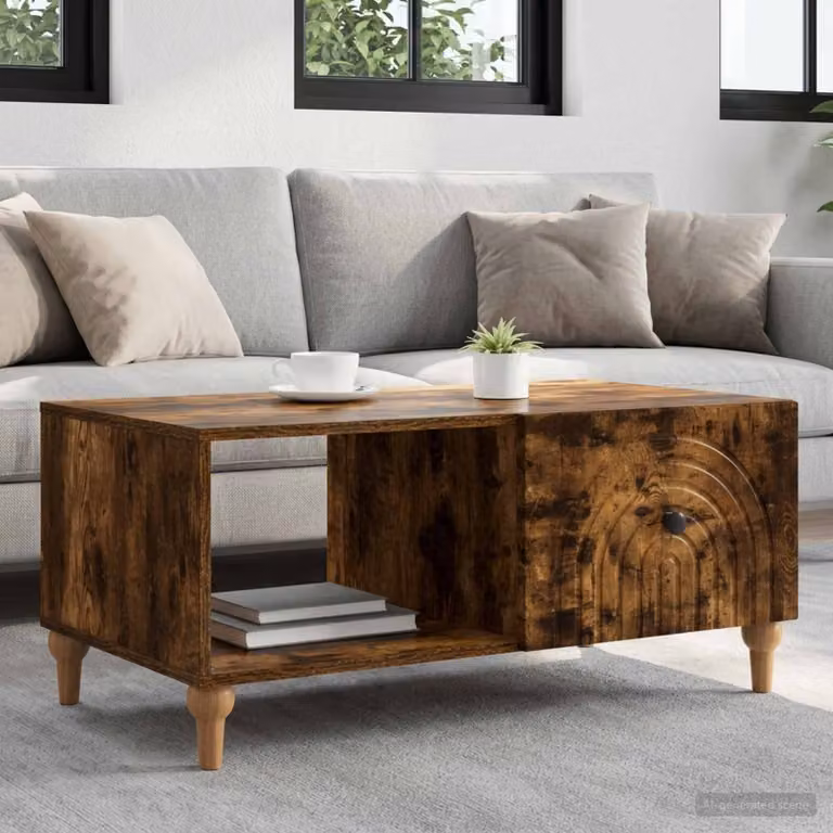 Tavolino da salotto moderno vidaXL in rovere marrone, L: 90 cm, P: 50 cm, H: 40 cm