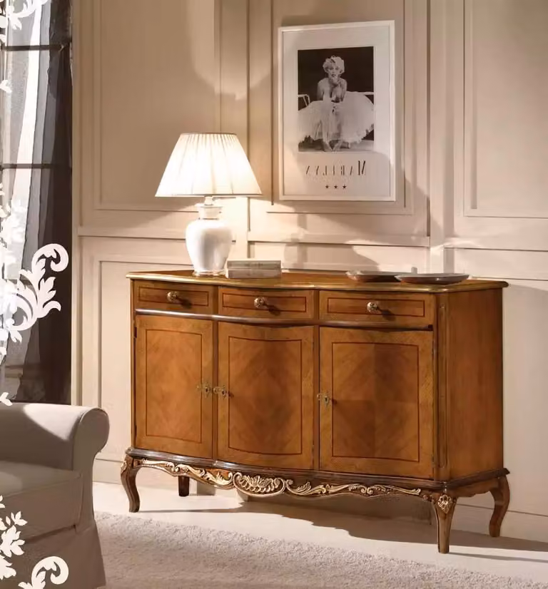 Klassisch braune Wohnzimmermöbel hochwertiges Sideboard Kommode Sideboards