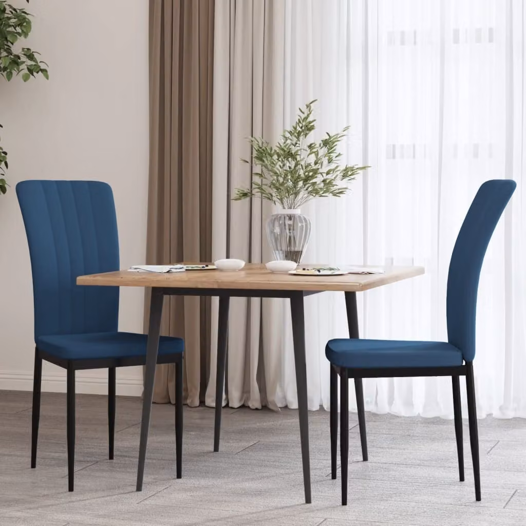 The Living Store Sedie da pranzo 2 pezzi. Velluto blu