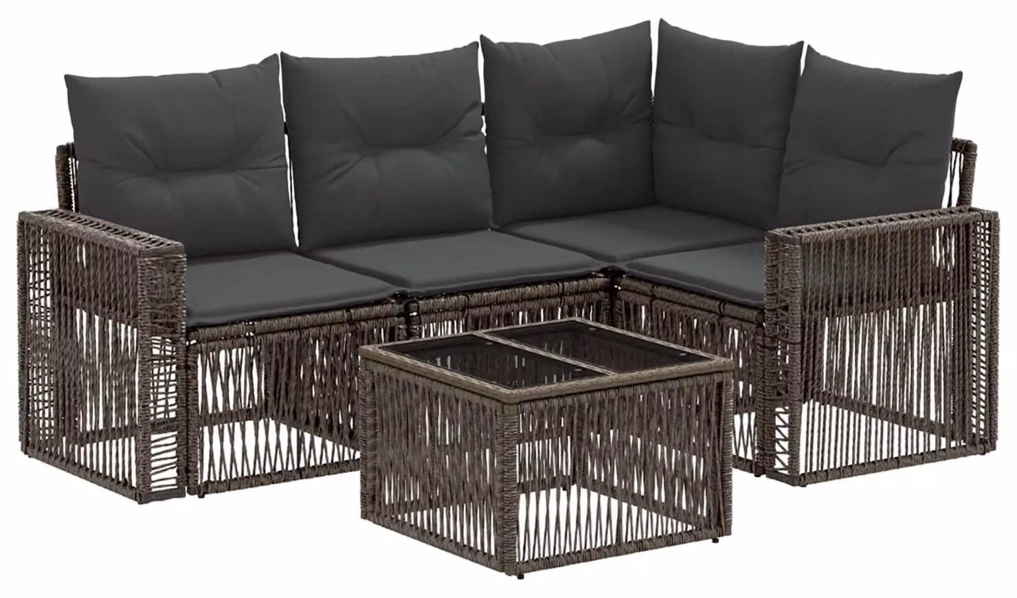 Set Divano da Giardino 5 pcs Grigio e Grigio Scuro polyrattan