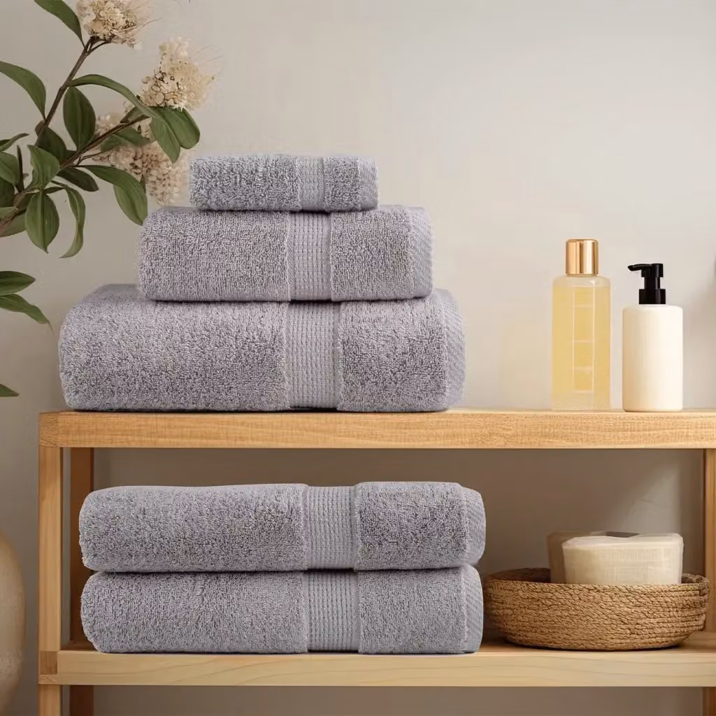 Set di 10 asciugamani vidaXL in cotone spugna grigio, 100 x 200 cm, 600 g/m² – 2