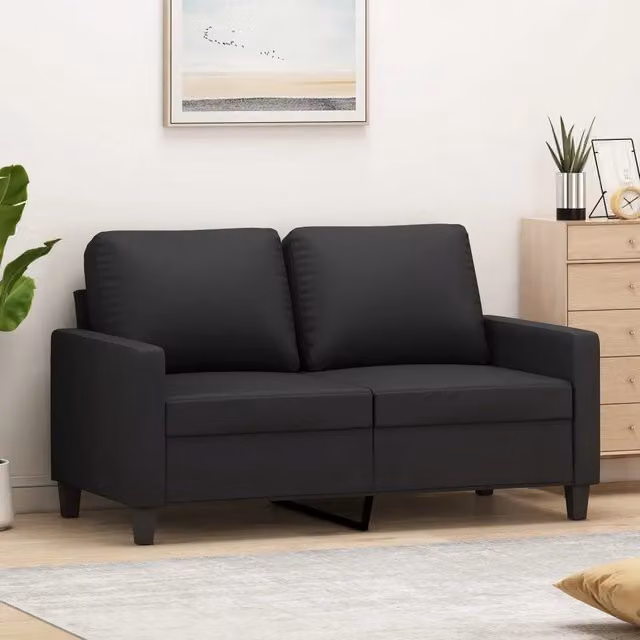Divano a 2 posti moderno vidaXL in similpelle nero con struttura in metallo – 1