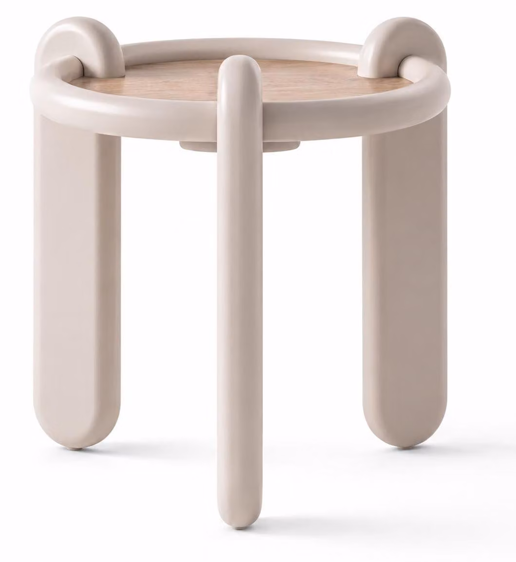 2 tavolini laterali, stile moderno, colore bianco, ideali per il soggiorno, design innovativo, forma rotonda, pratici