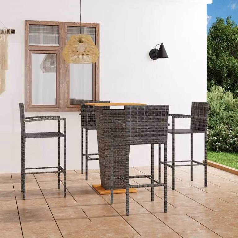 Maison Exclusive - Set da bar da giardino da 5 pezzi, grigio