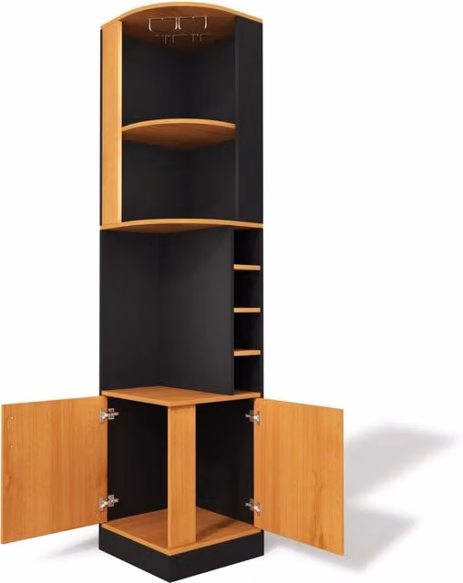 Mobile angolare alto 40×40×182 cm con porta bottiglie e portascalici in MDF, salvaspazio per cucina e soggiorno