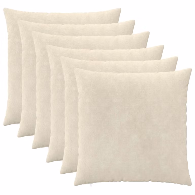 Set di 6 federe vidaXL HEERLEN color crema in microfibra, L 55 cm x P 55 cm