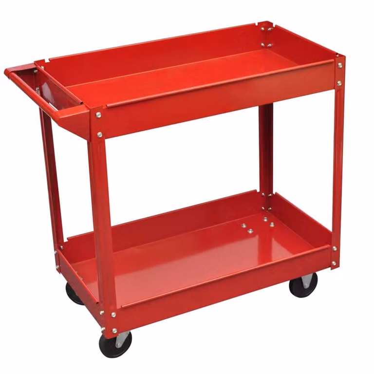The Living Store Carrello da officina 100 kg Rosso