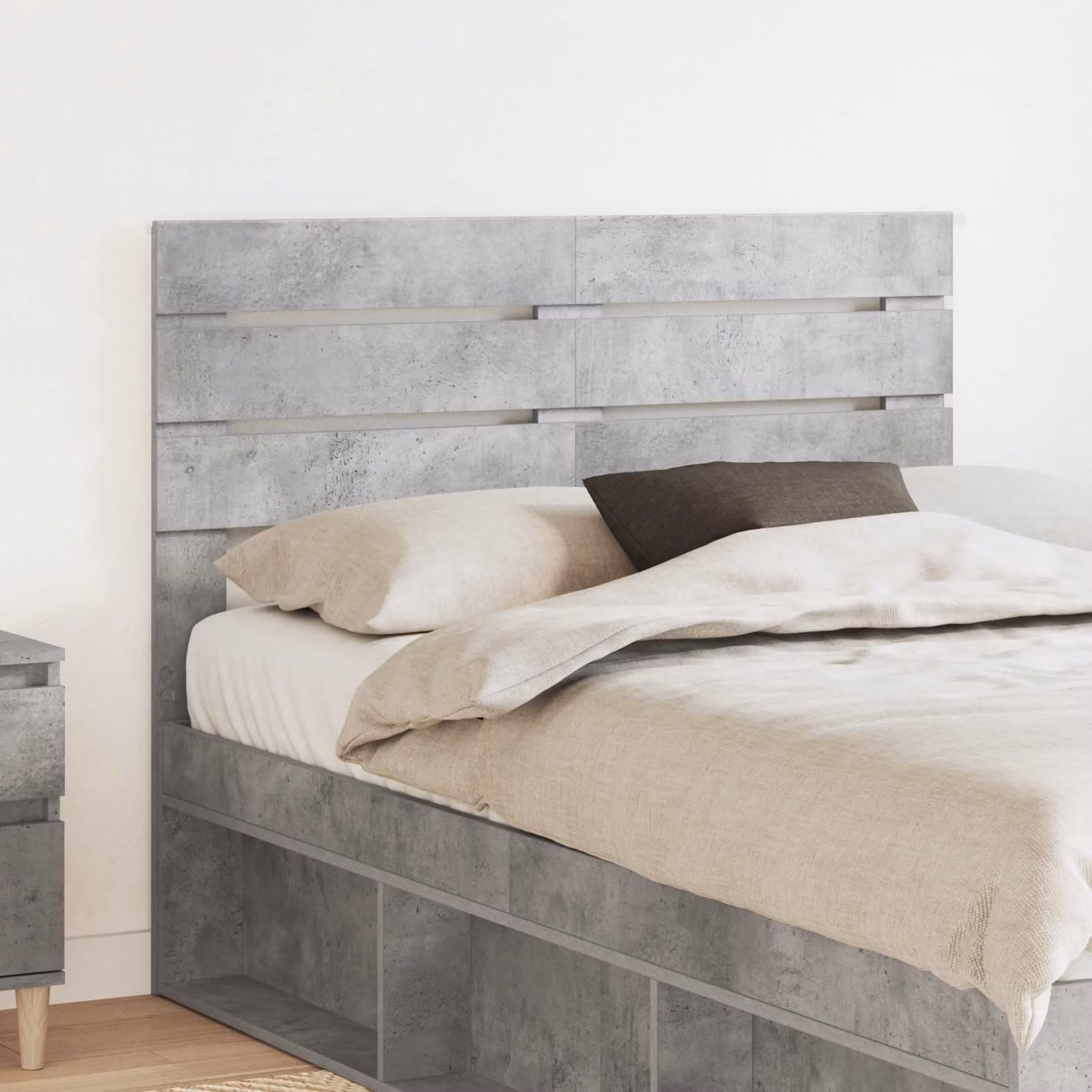 Testiera per letto moderna vidaXL in legno ingegnerizzato grigio cemento