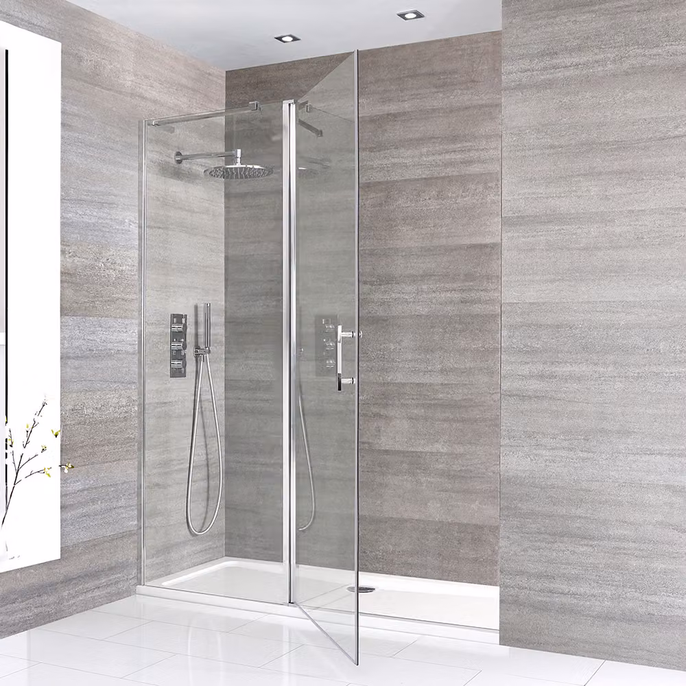 Porta Doccia Cromata a Nicchia con Piatto Doccia - 700mm x 700mm
